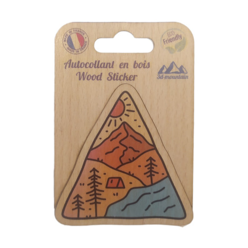 Stickers en bois "montagne et rivière"