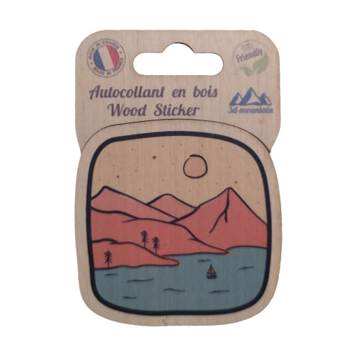 Stickers en bois "lac et montagne"