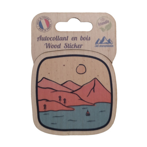 Wooden sticker "lac et montagne"