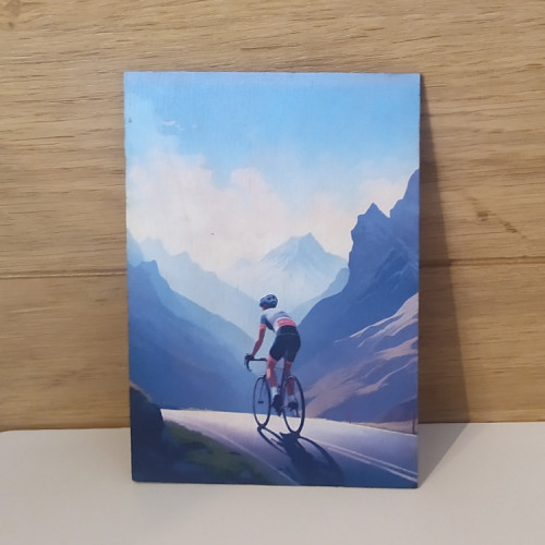 Carte postal en bois vélo de route