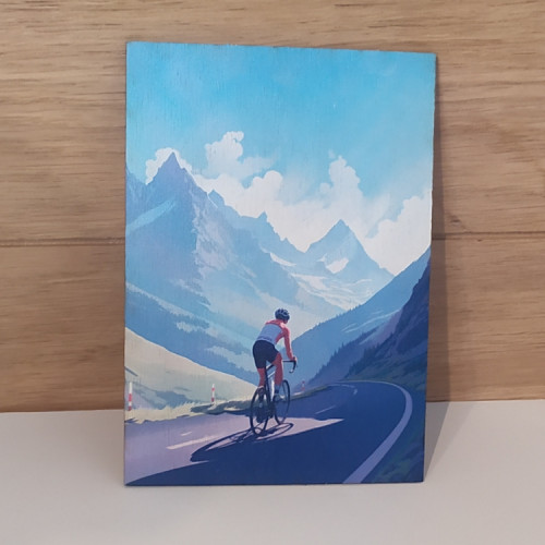 Carte postal en bois  vélo col