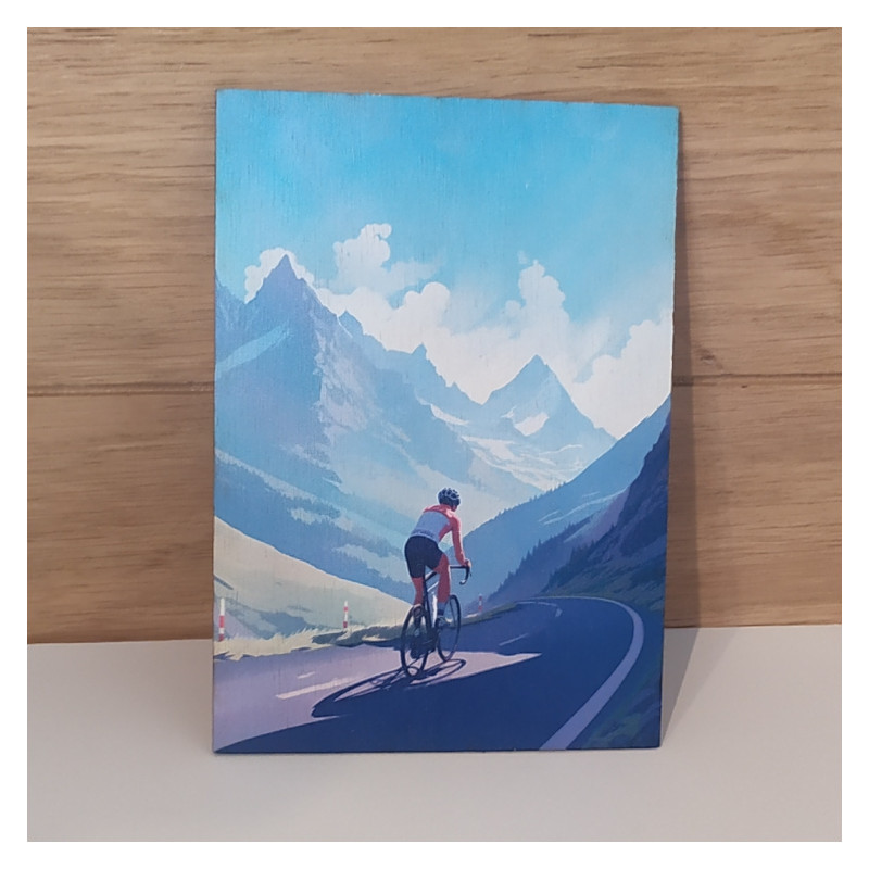Carte postal en bois  vélo col