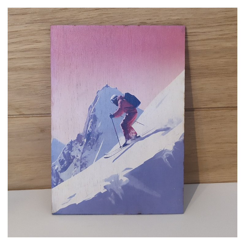 Carte postal en bois vélo montagne