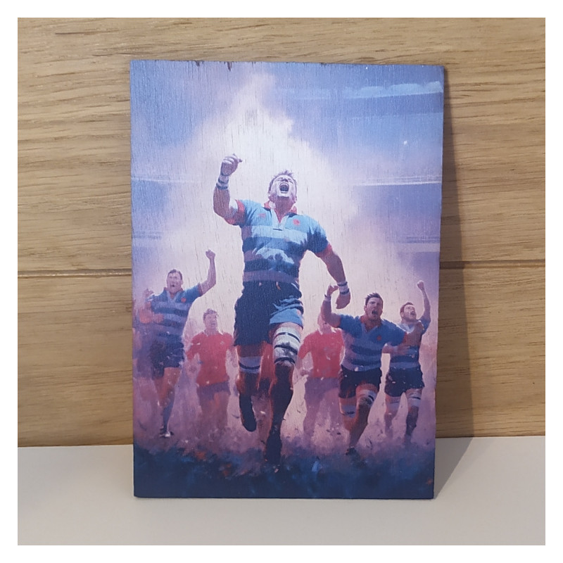 Carte postal en bois rugby victoire
