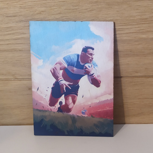 Carte postal en bois rugby France essaie