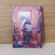 Carte postal en bois marmotte WC