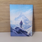 Carte postal en bois randonneur montagne