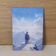 Carte postal en bois randonneur montagne alpes