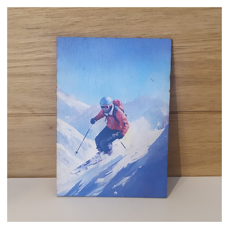 Carte postal en bois vélo montagne