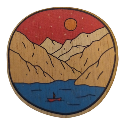 Magnets imprimés en bois Lac Et Barque