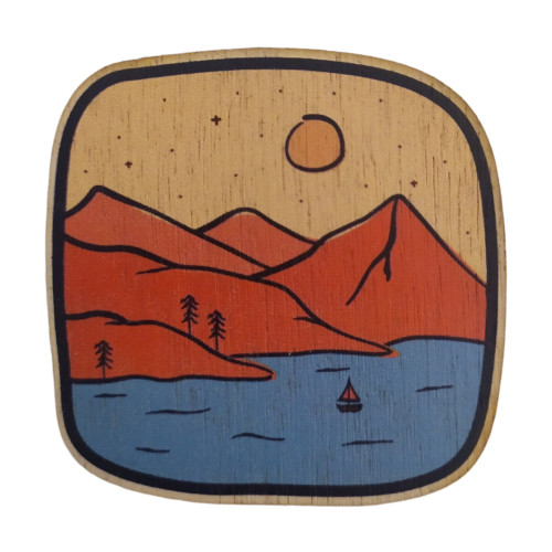 Magnets imprimés en bois Lac Et Montagne