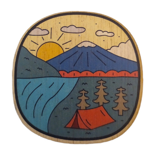Carte postal en bois vélo montagne