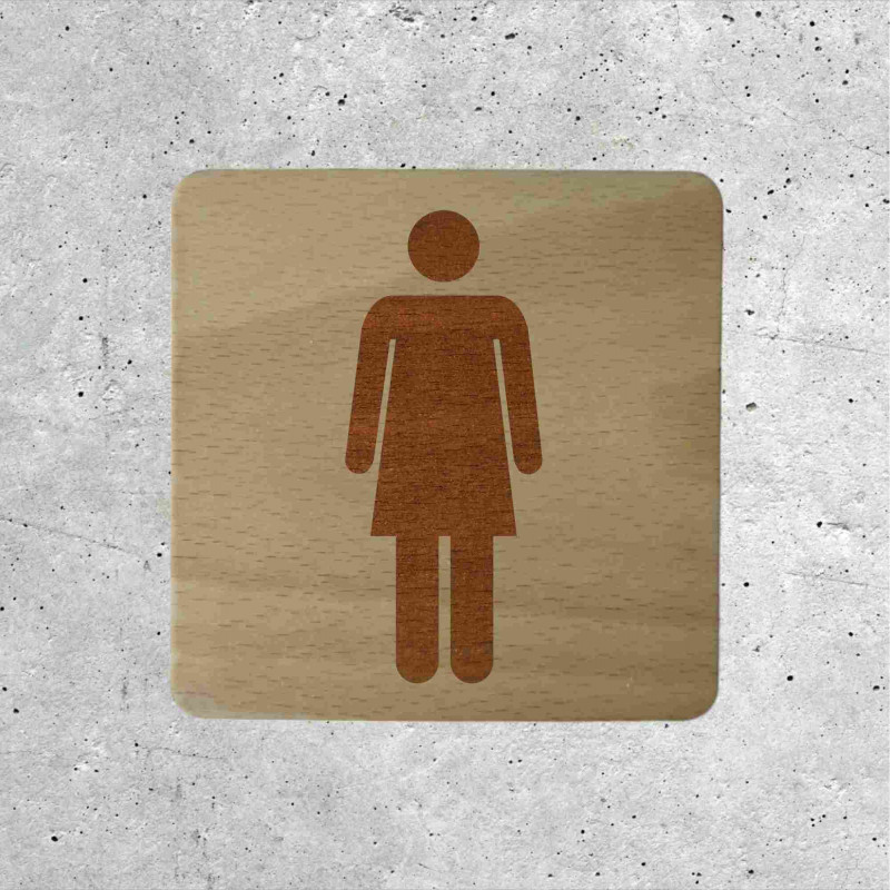 Plaque de porte en bois toilettes femme classique