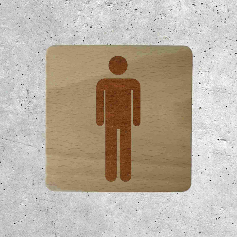 Plaque de porte en bois toilettes homme classique