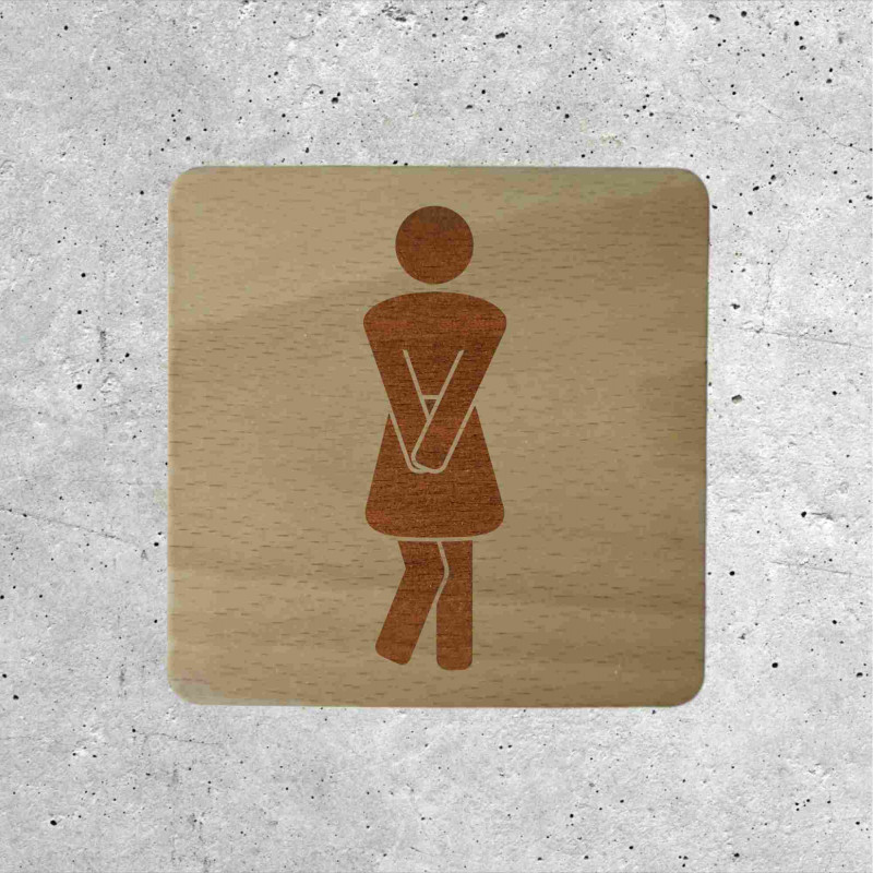 Plaque de porte en bois toilettes femme humoristique