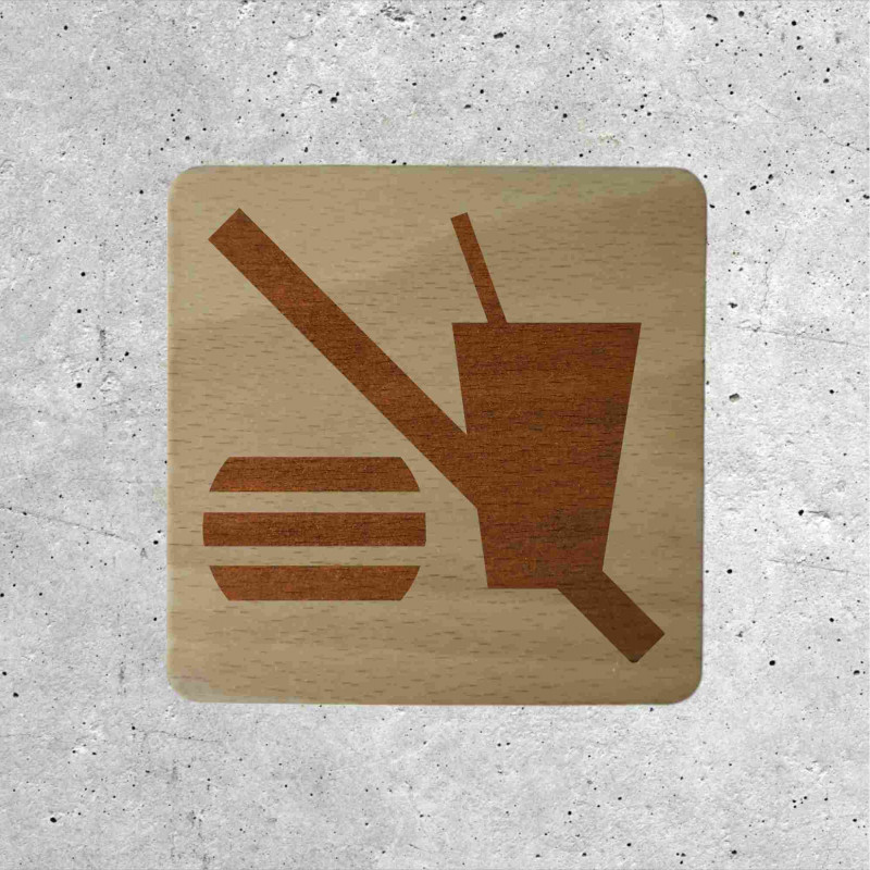 Plaque mural en bois nourriture interdite