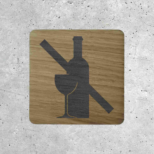 Plaque mural en bois alcool interdit