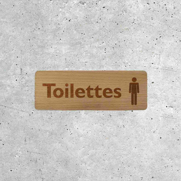 Plaque Toilettes Hommes en Bois - Style Épuré