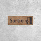 Panneau de sortie en bois avec pictogramme de porte