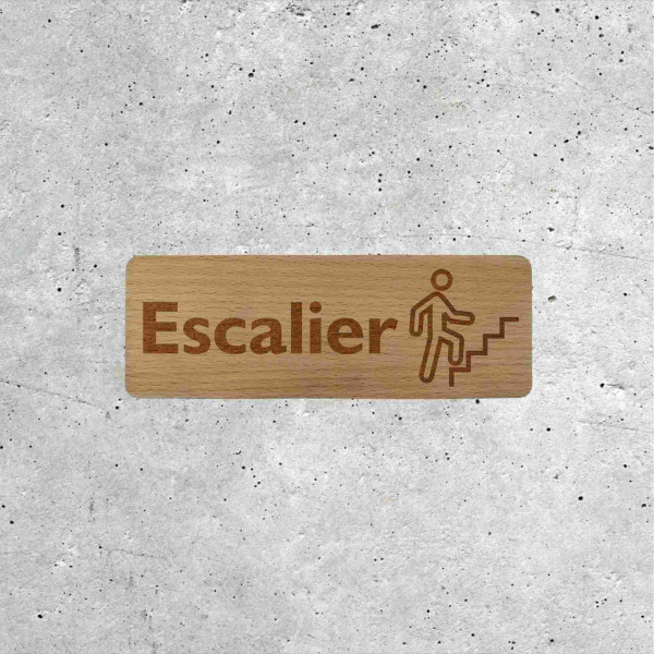 Signalétique bois Escalier pour signalisation d'accès