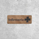 Plaque Signalétique en Bois Infirmerie avec Croix