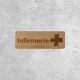 Plaque Signalétique en Bois Infirmerie avec Croix