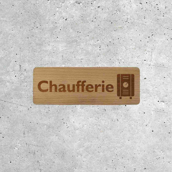Plaque Bois Chaufferie - Signalétique Technique pour Locaux
