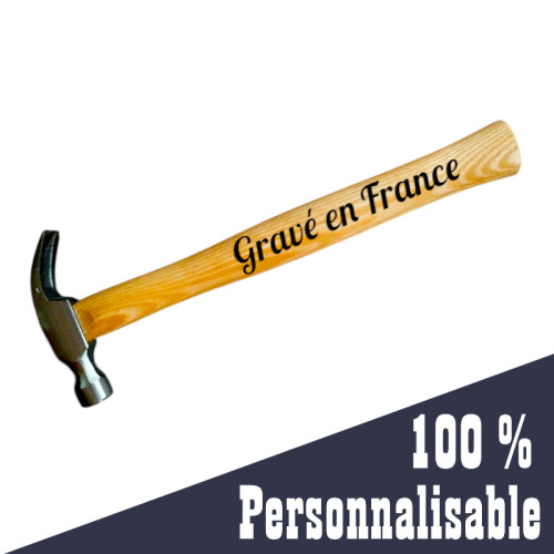 Marteau personnalisé – Gravé sur manche bois 220g