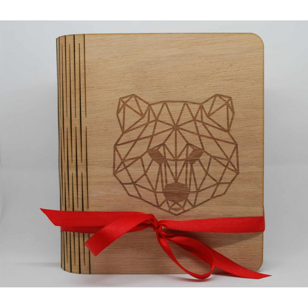 Livre en bois / album photos, personnalisable, motif ours