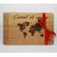 travel diary, world map, wooden book / customizable photo album