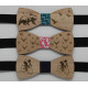 Bow tie in wood, deer and fir motif