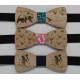 Ski motif wooden bow tie