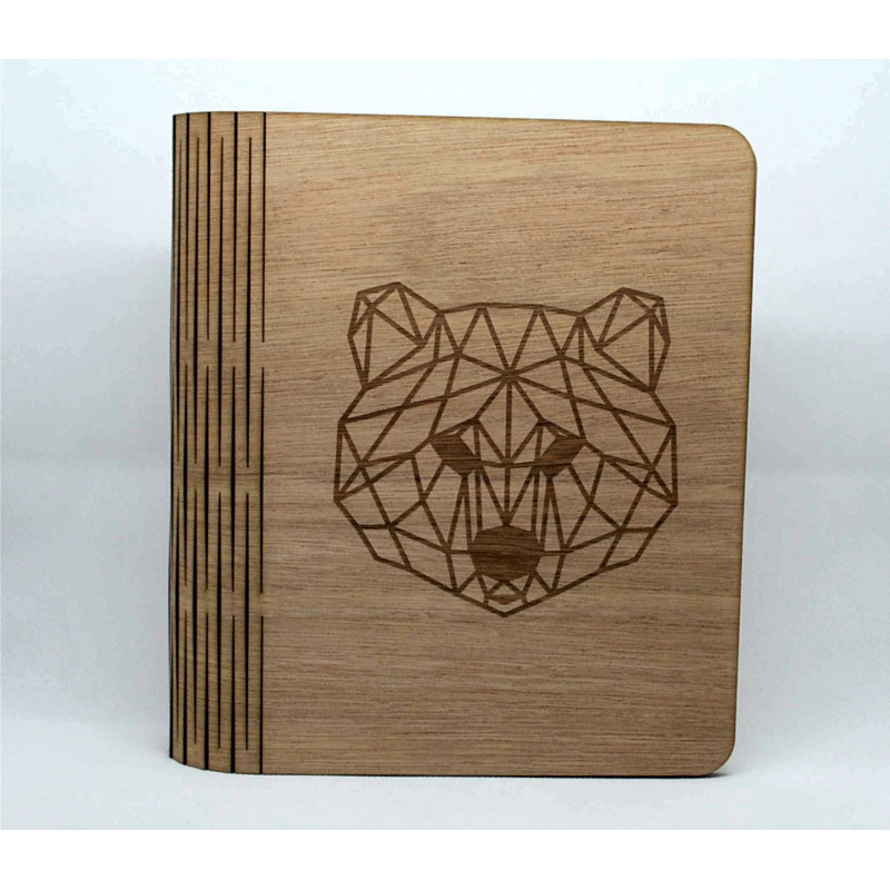 Wooden book / photo album, customizable, bear motif, child birth