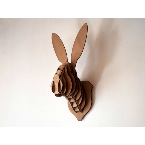 Testa di coniglio in legno 45 cm