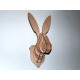Tête de lapin en bois 45 cm