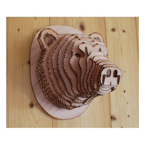 Testa di orso in legno 48 cm