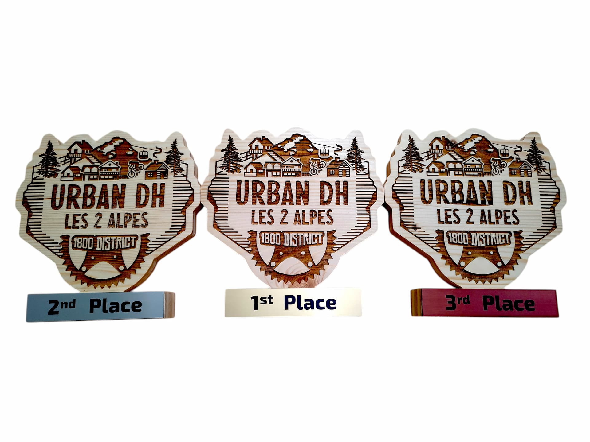 Trophée en bois pour course sportive découpe personnalisé