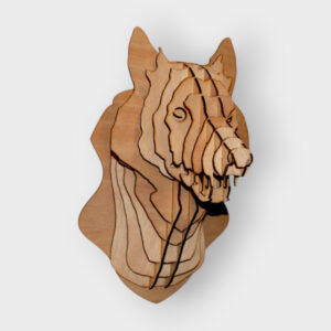 Tête de loup 3D en bois — puzzle 36 cm contreplaqué, fabriqué en France