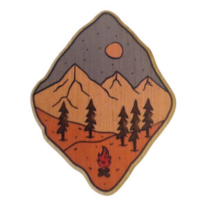 Magnet imprimé en bois Désert et Feu — 5 cm, contreplaqué 3mm, fabriqué en France