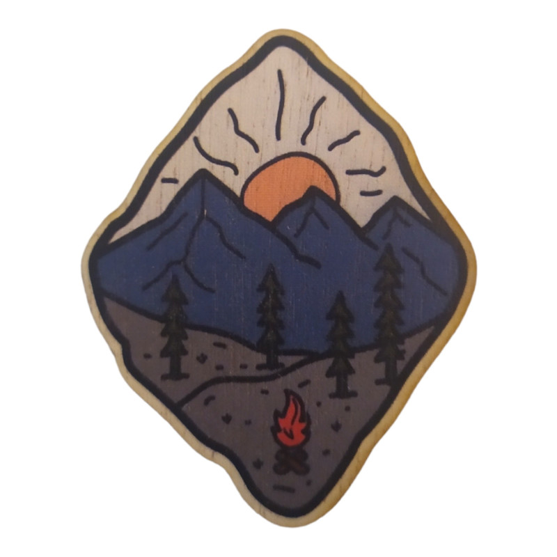 Décoration murale en bois Montagne et Feu — contreplaqué 3mm, fabriquée en France