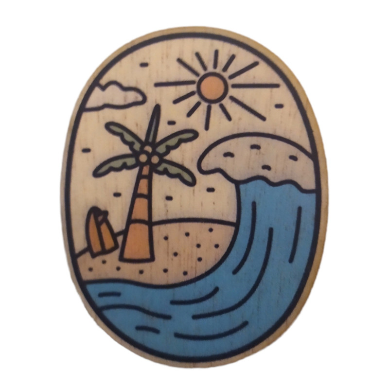 Décoration murale en bois Surf et Palmier — contreplaqué 3mm, fabriquée en France