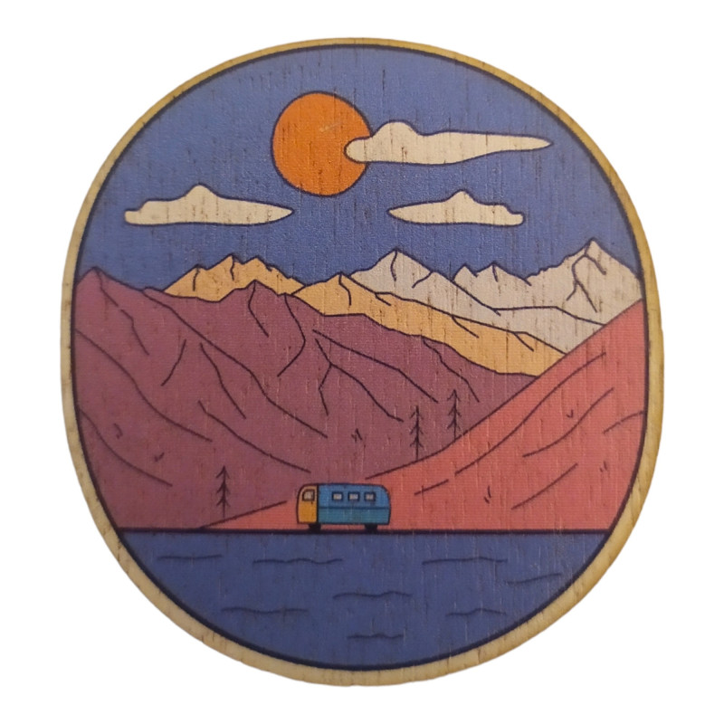 Décoration murale en bois Van et Montagne — contreplaqué 3mm, fabriquée en France