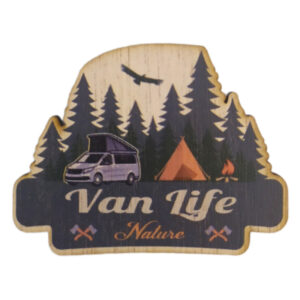 Magnet imprimé en bois Van Life — 5 cm, contreplaqué 3mm, fabriqué en France