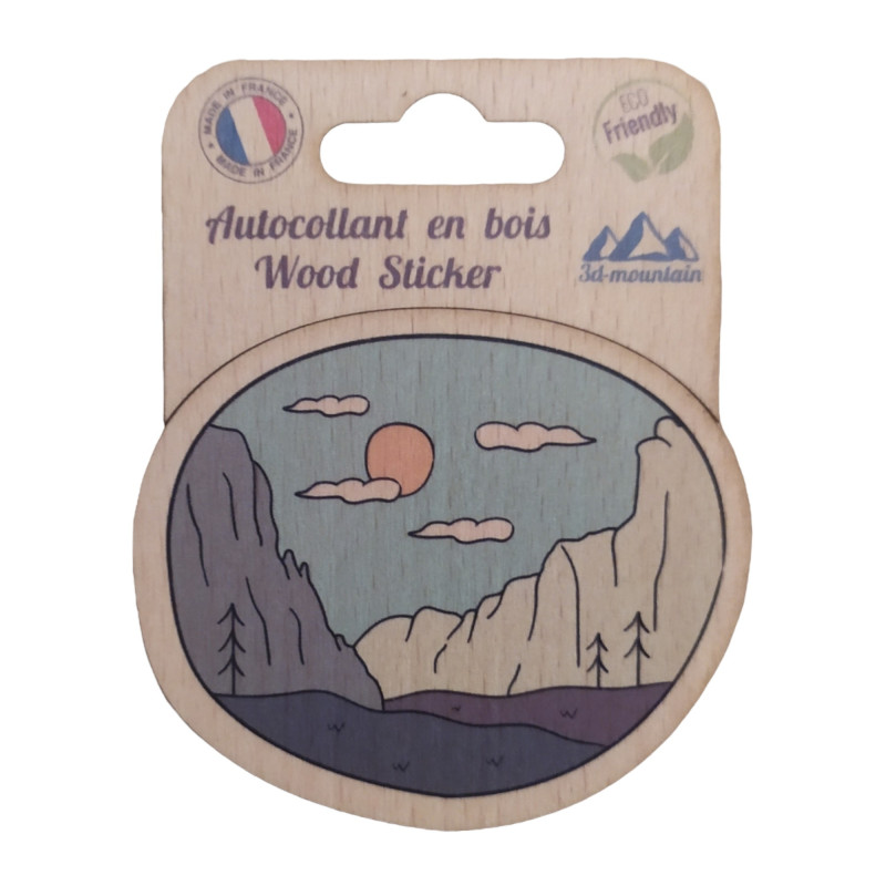Sticker en bois Canyon — 9,8x7,9 cm, biodégradable, fabriqué en France