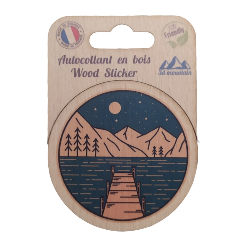 Sticker en bois Ponton — 10,1x7 cm, biodégradable, fabriqué en France