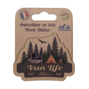 Sticker en bois Van Life Nature — 7,5x8,9 cm, biodégradable, fabriqué en France