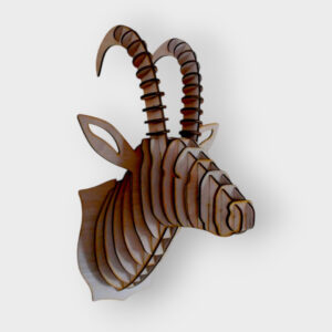 Tête de chamois en bois 38 cm — puzzle 3D contreplaqué, fabriqué en France