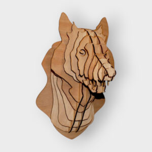 Tête de loup en bois grand format 59 cm — puzzle 3D contreplaqué, fabriqué en France