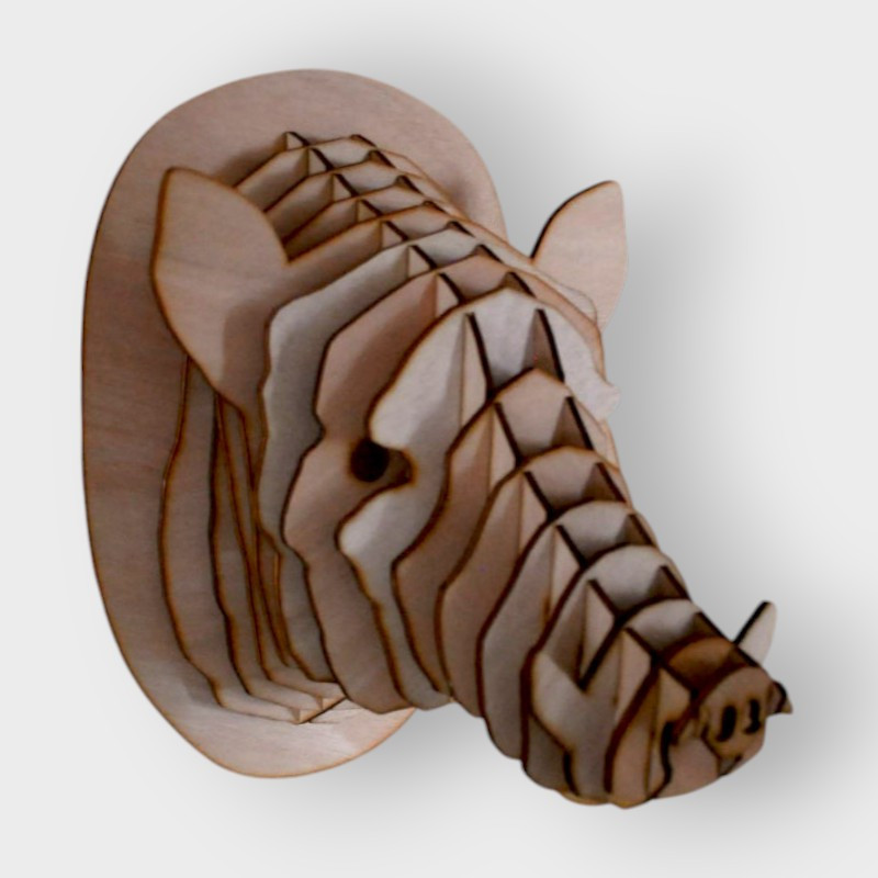Tête de sanglier en bois — puzzle 3D 45 cm contreplaqué, fabriqué en France