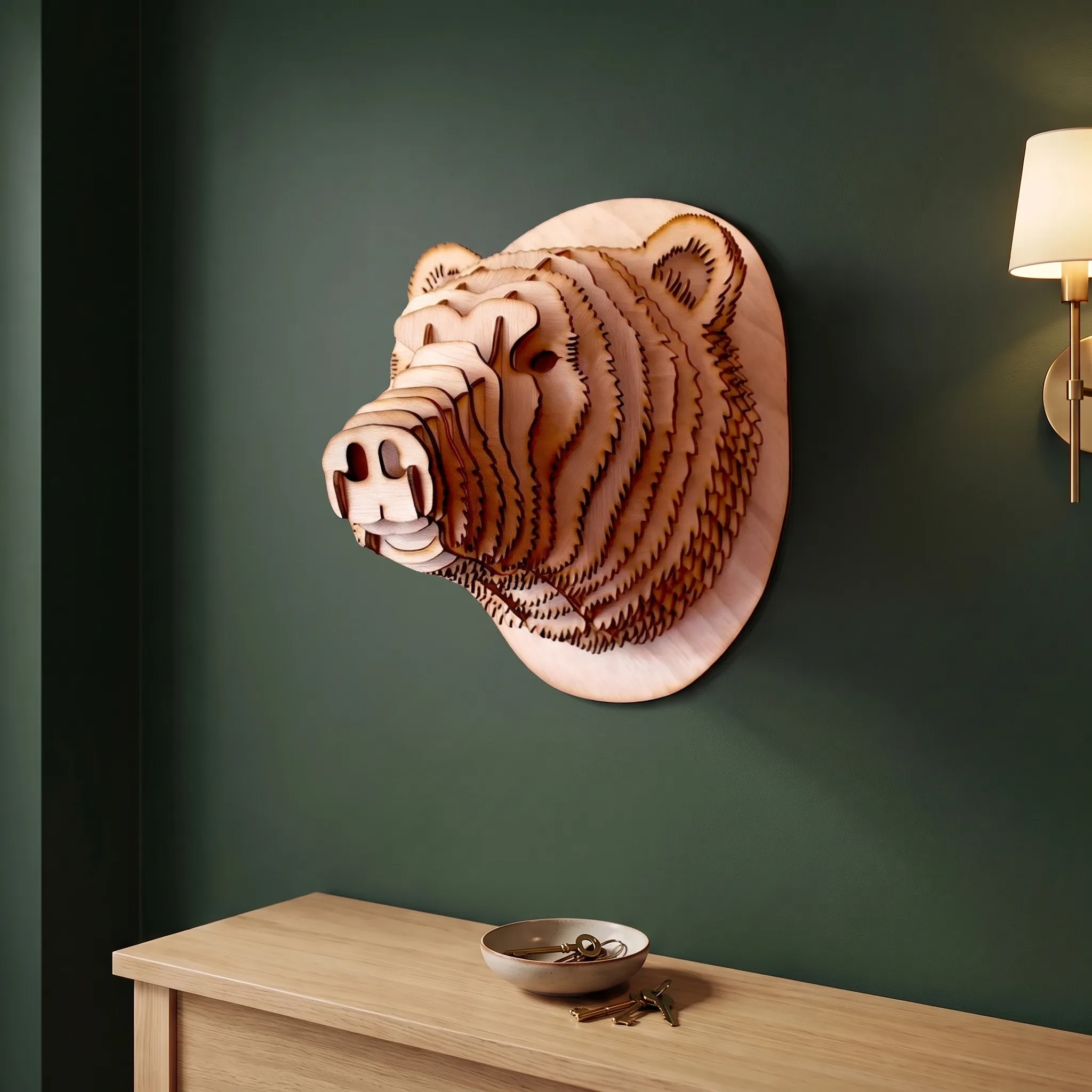 Tête d'ours 3D en bois — 30 cm – Bild 2